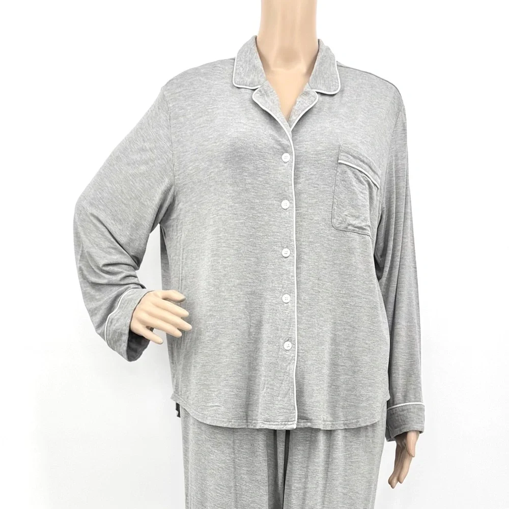 Cozy Earth Bamboo Knit Classic Long Sleeve Pajama Set - Picture 3 of 9